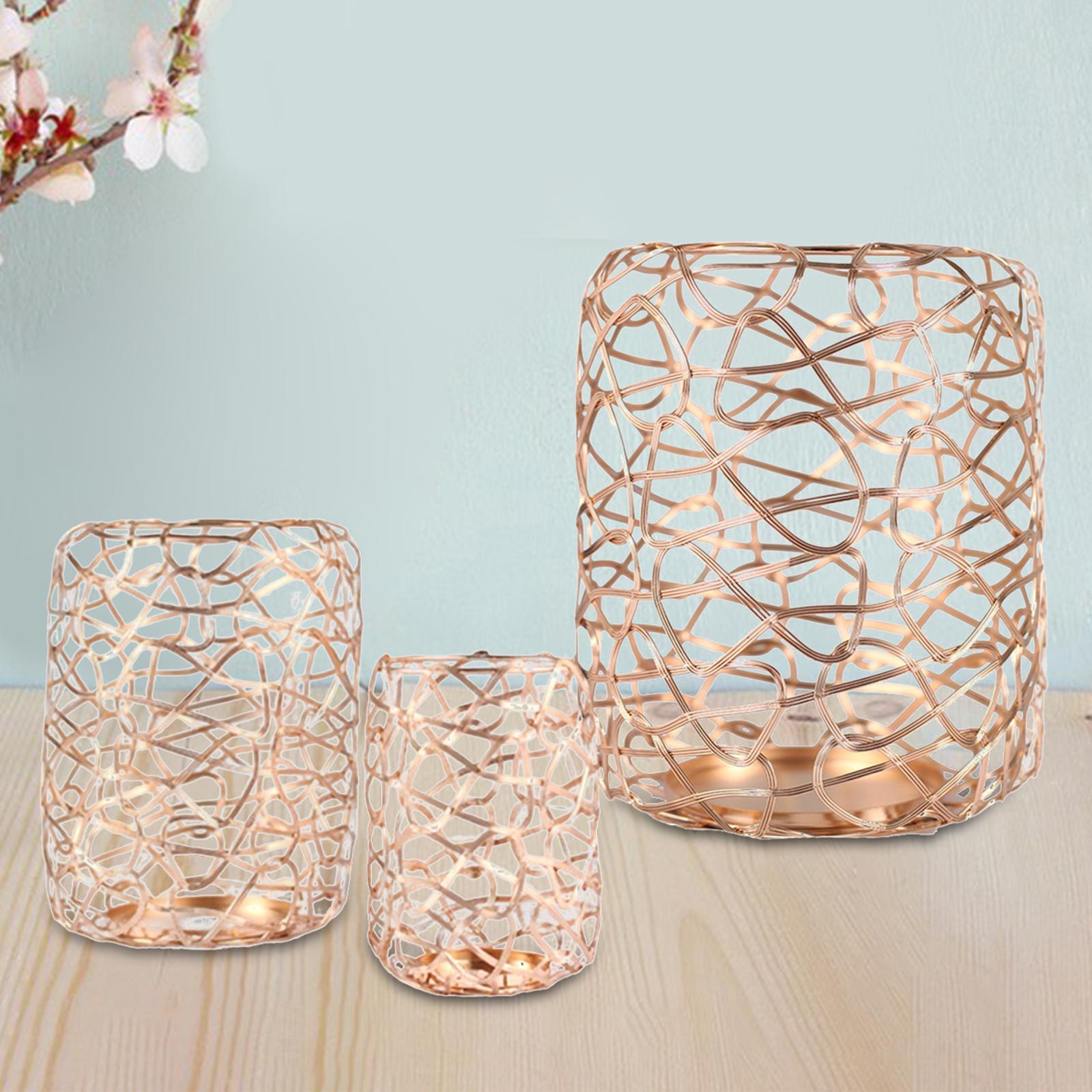 3Pcs Wire Candle Holder Ornaments Pillar Candleholder for Wedding Bedroom
