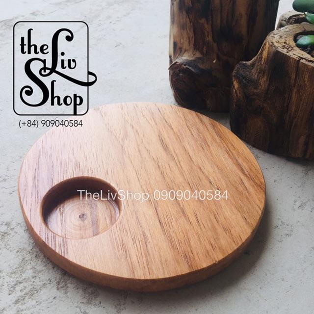 Đĩa gỗ tròn có ngăn đựng sauce gỗ Beech