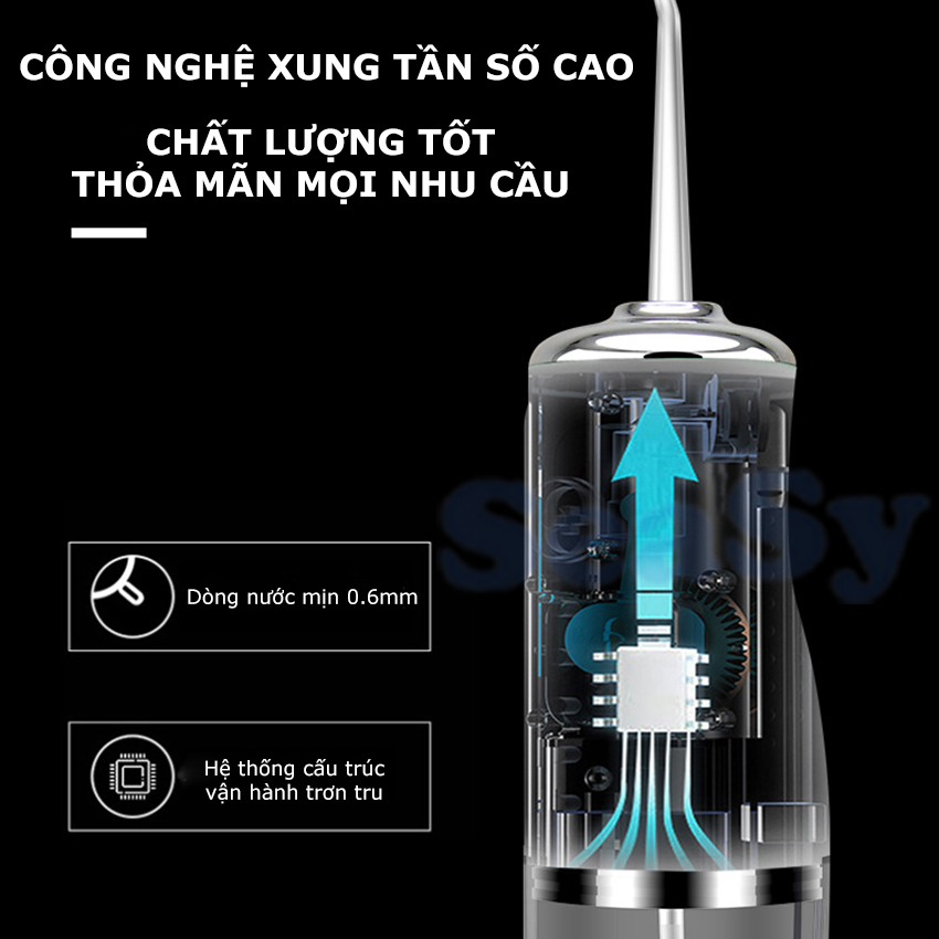 Máy tăm nước SeaSy SS66 pro chống nước vệ sinh răng miệng cao cấp với 3 chế độ vệ sinh răng miệng, bảo vệ nướu - Hàng Chính Hãng