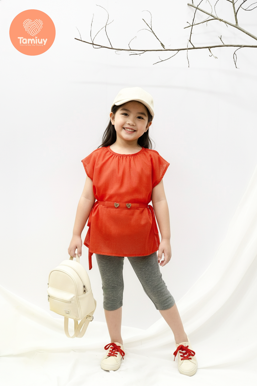 Áo Cánh Dơi Bé Gái Tamiuy Cột Dây 2 Bên Eo Form Rộng Mềm Mát Thời Trang