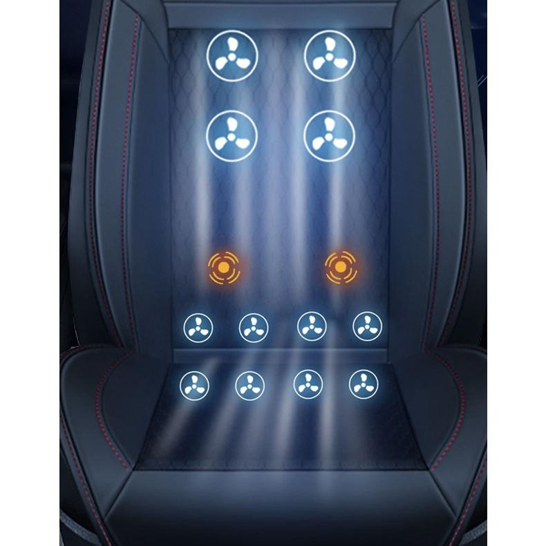 Đệm quạt điều hoà trên xe hơi - Bộ lót ghế ô tô làm mát vùng lưng và mông cao cấp bằng hệ thống 16 quạt gió