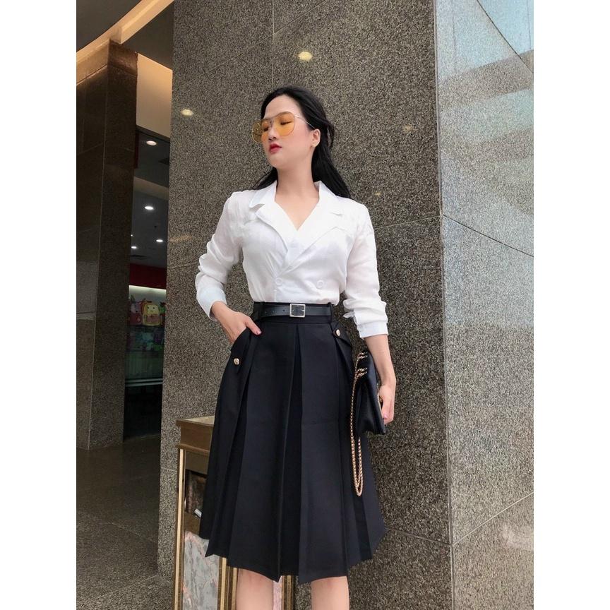 Chân Váy Công sở Form Xếp ly túi hông