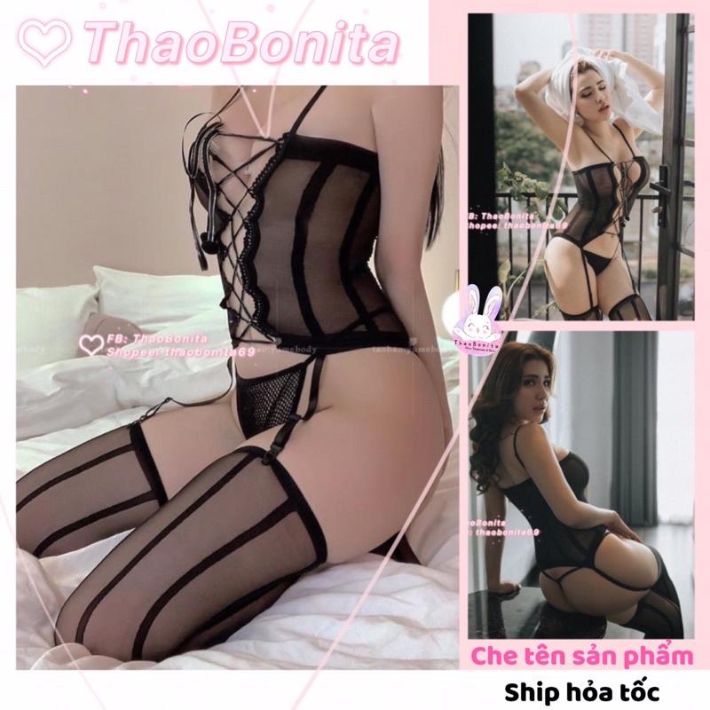 Set ngủ Body đan dây kèm vớ siêu xinh. GIAO HỎA TỐC HCM