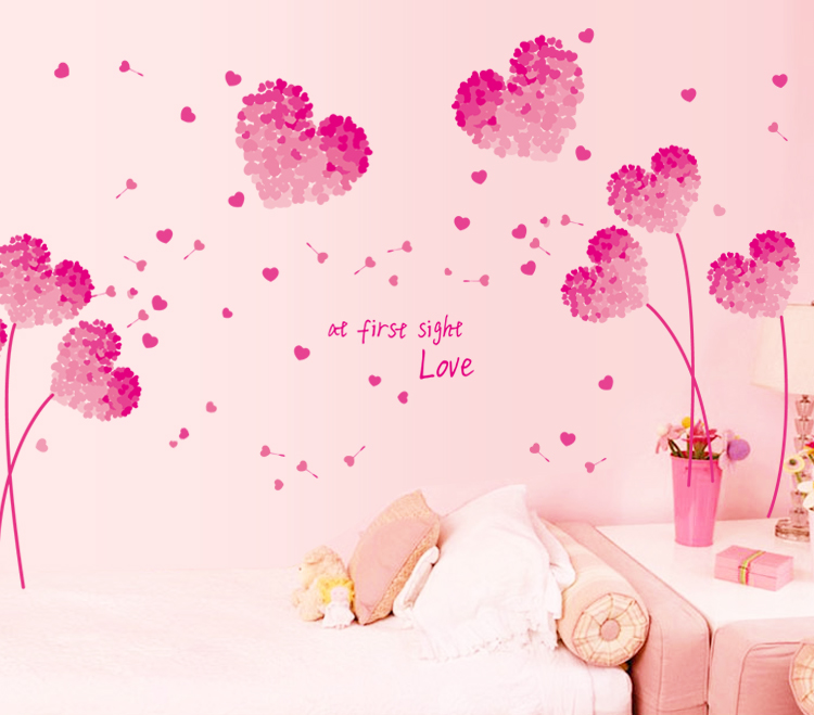 Decal Dán Tường Pink Heart AY9273