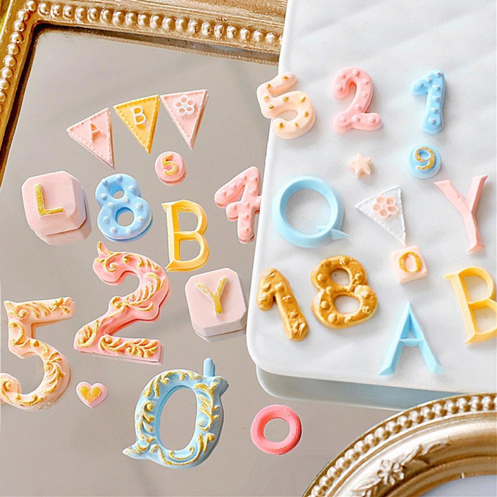 PEONY Jelly Number Letter Silicone Mold Fondant Cake Decoration Tool Cake Mould Bakeware Happy Birthday Chocolate Baking Candy Molds