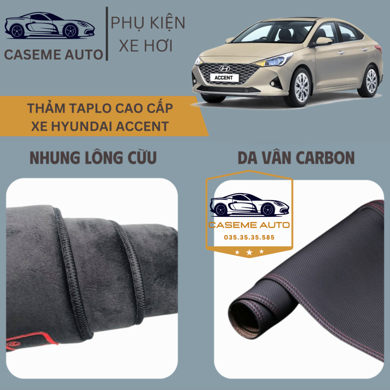 [HYUNDAI ACCENT] Thảm Taplo 3 Lớp Dành Cho Xe HYUNDAI ACCENT, Nhung Lông Cừu Và Da Vân Carbon Cao Cấp - Hàng Chính Hãng