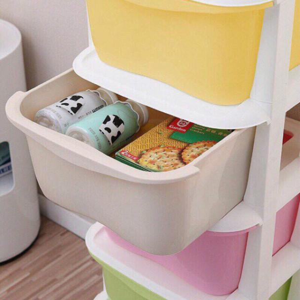 Tủ nhựa đa sắc ngăn kéo 5 tầng có bánh xe hàng