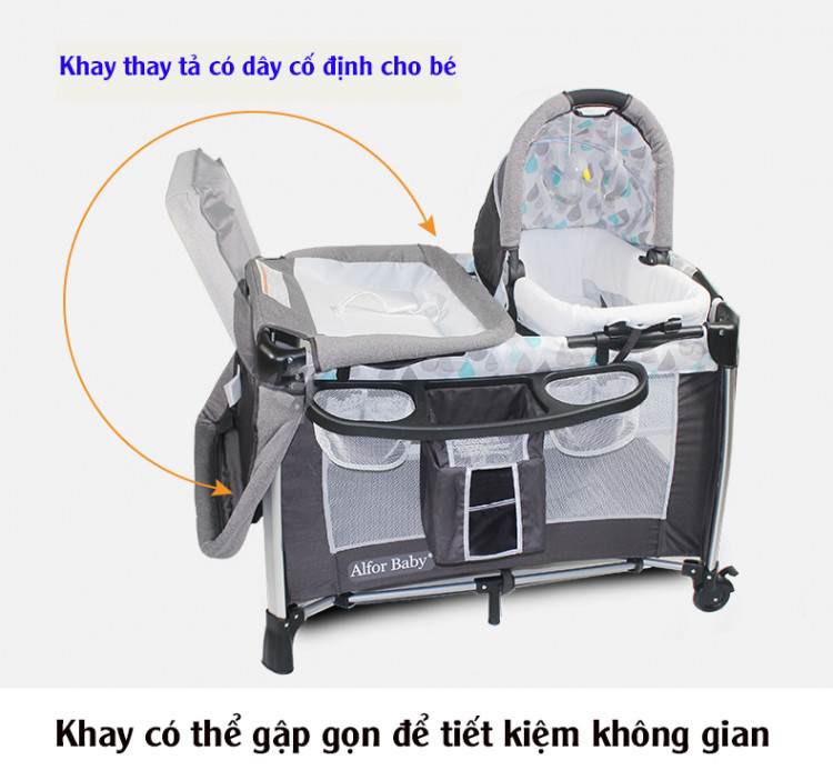 giường cũi, nôi 4 in1 đa năng cho trẻ sơ sinh alfor baby 8