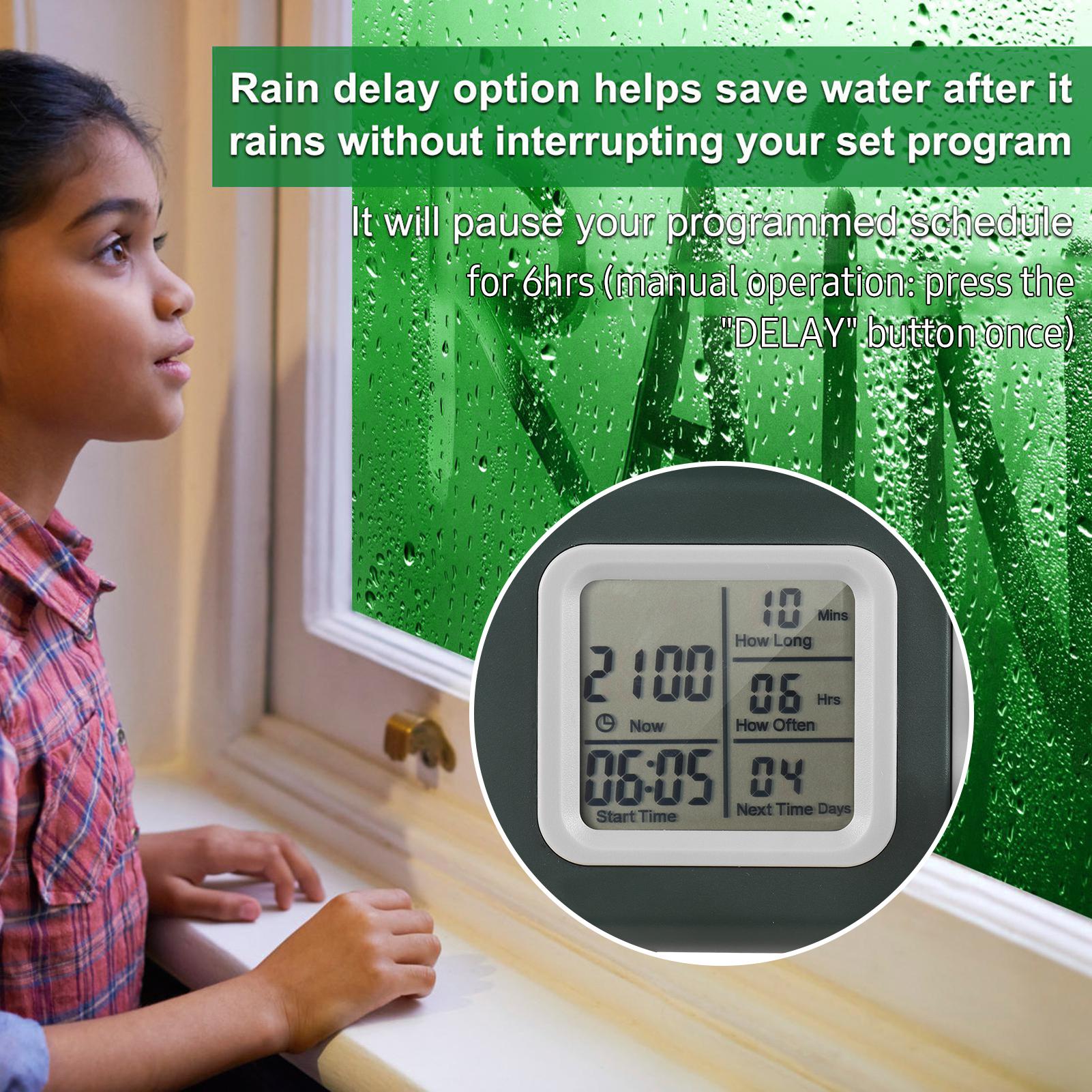 Digital Automatic Watering Timer Programmed Garden Irrigation Timer Hose Faucet Sprinkler with Rain Delay Intelligent Irrigation Controller for Lawn Farmland Courtyard Greenhouse