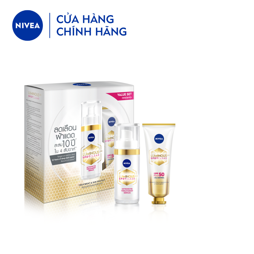 Bộ Sản Phẩm Dưỡng Da Chuyên Sâu NIVEA Luminous630 Làm Mờ Đốm Nâu| Ngừa Thâm Nám | Sáng Da | Chống Nắng (30 ml &amp; 40 ml)