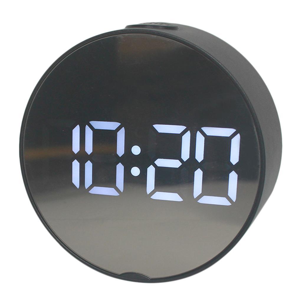 2pcs LED Alarm Clock Large Display Bedside Mirror Clock for Bedroom Elder