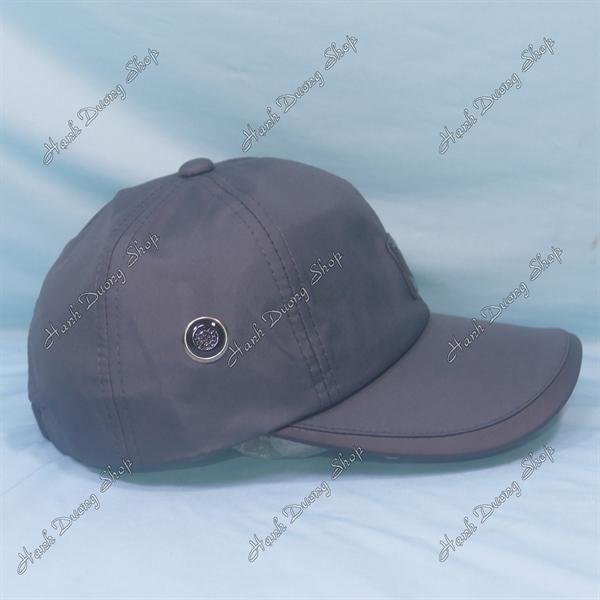Nón kết vải dù chữ LS To sò to đẹp mắt, chất liệu vải dù, viền da mỏ kết - Xám Chữ LS To