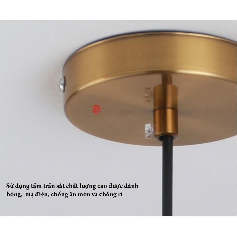 Combo đèn thả chao thủy tinh, khung mạ vàng hình trái tim độc đáo - kèm bóng LED chuyên dụng
