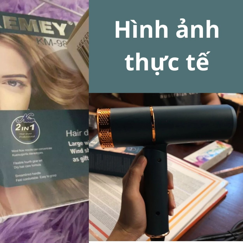 Máy Sấy Tóc Mini Cao Cấp 5 Đầu Có Ion Âm 2 Chiều Nóng Lạnh Tạo Kiểu Nhanh Khô Chống Gãy Rụng Giúp Tóc Chắc Khỏe - Hàng chính hãng