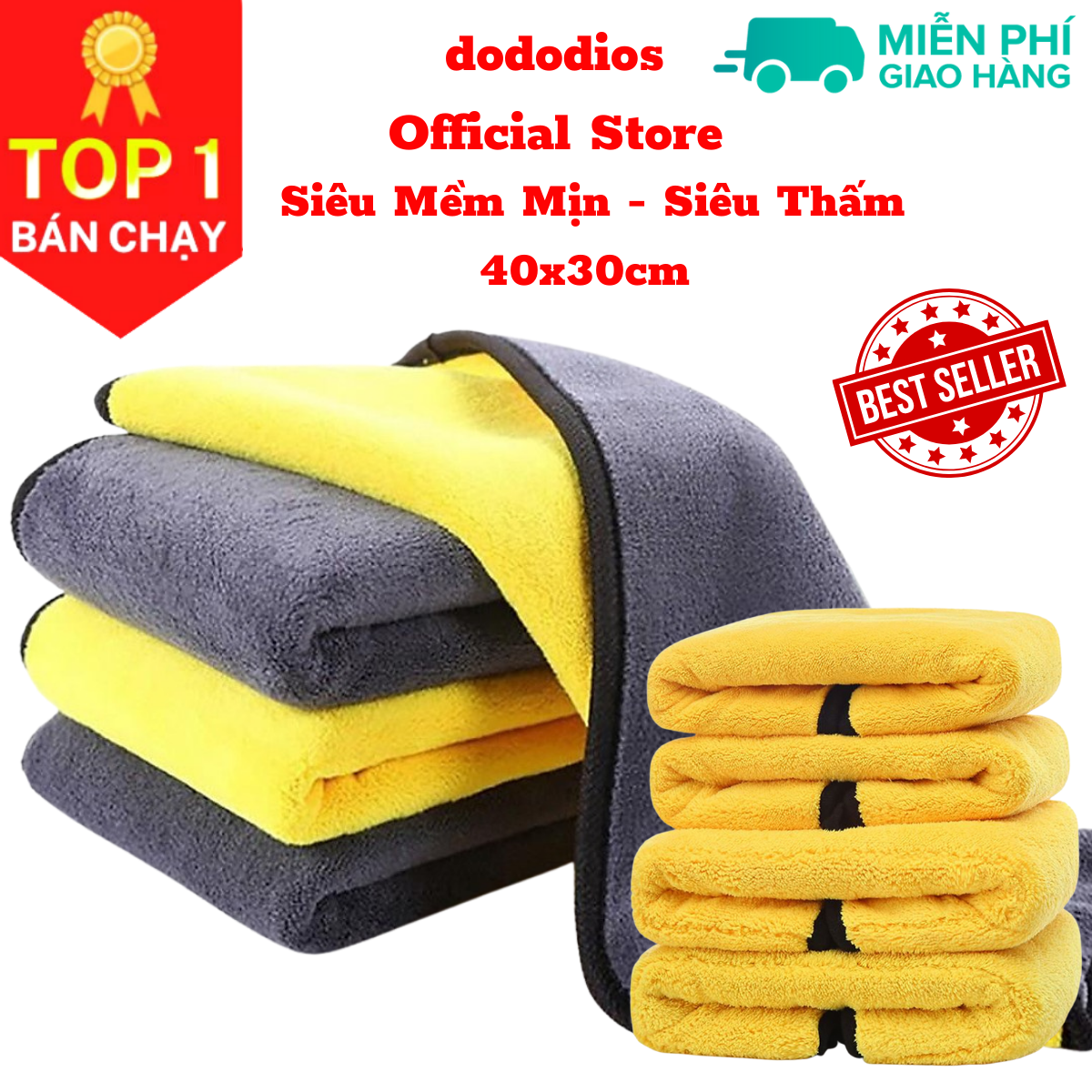 Khăn lau xe dododios siêu sạch siêu thấm hút lau ô tô xe máy xe đạp - hàng chính hãng 40x30cm