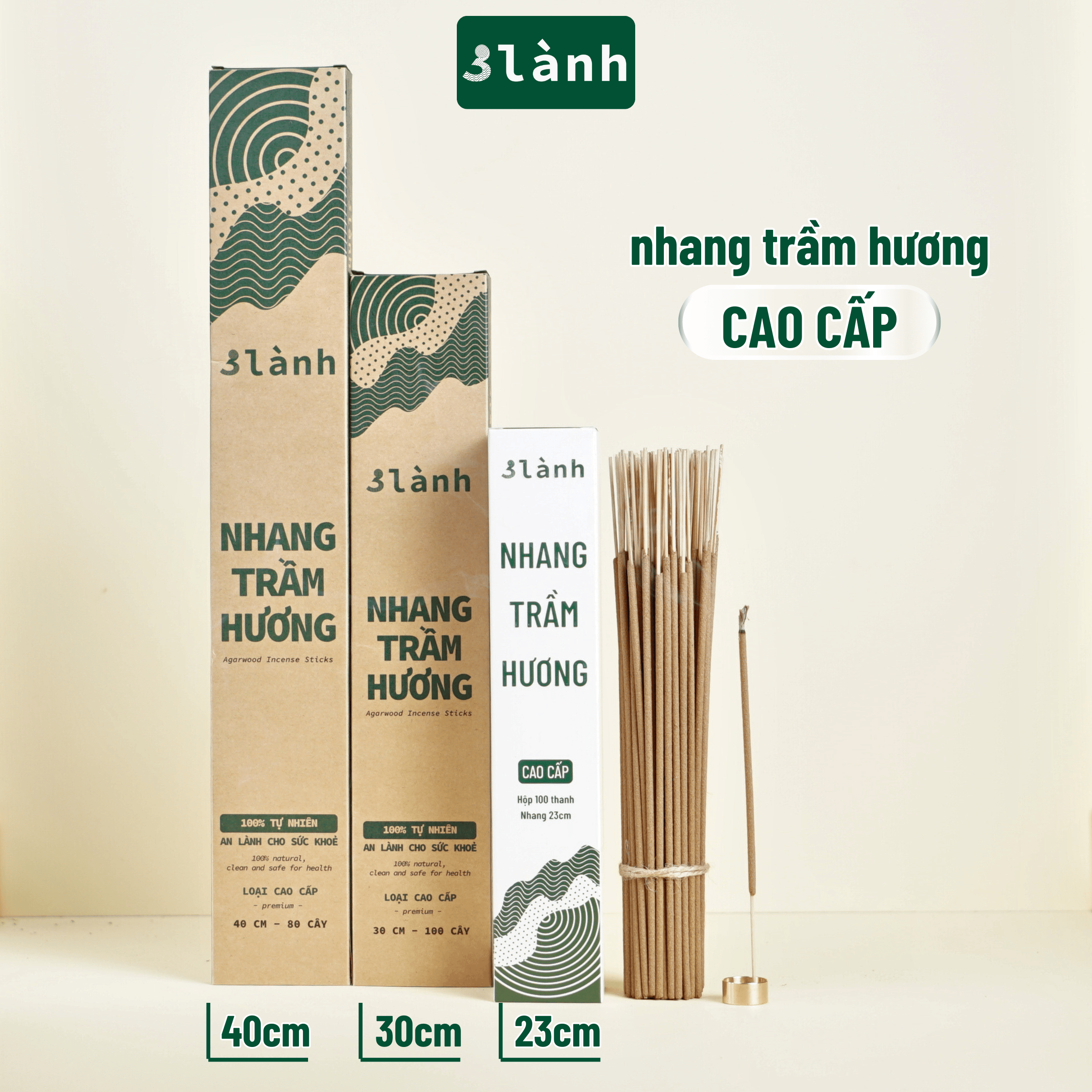 Nhang Trầm Hương Sạch Cao Cấp 3 Lành Dài 23-30-40cm , Hộp 100-400gr  Tự Nhiên 100% 7-12 Năm Trầm Thờ Cúng Thư Giãn