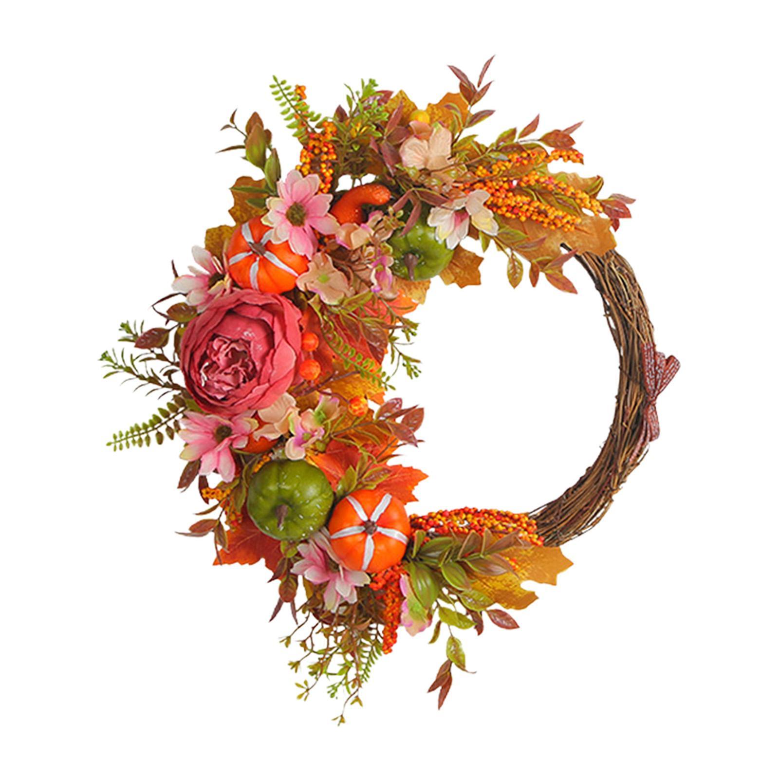 Front Door Fall Wreath Artificial Garland Flower Party Autumn Harvest Wreath