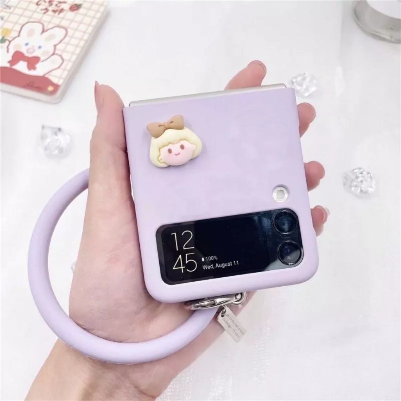 Ốp lưng cho samsung Zflip4 -Zflip5 - Zflip3 -Z flip4 - Z flip3 - Z flip5 - Z flip 4 tím dễ thương