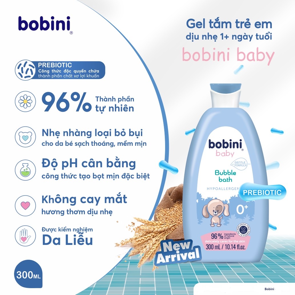 Bộ quà Bobini Baby tắm và gội cho bé 300ml / 1 chai ( Sữa tắm + Dầu Gội )