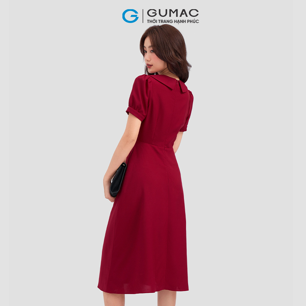 Đầm xòe GUMAC LD1208 phối cổ đính nút thanh lịch