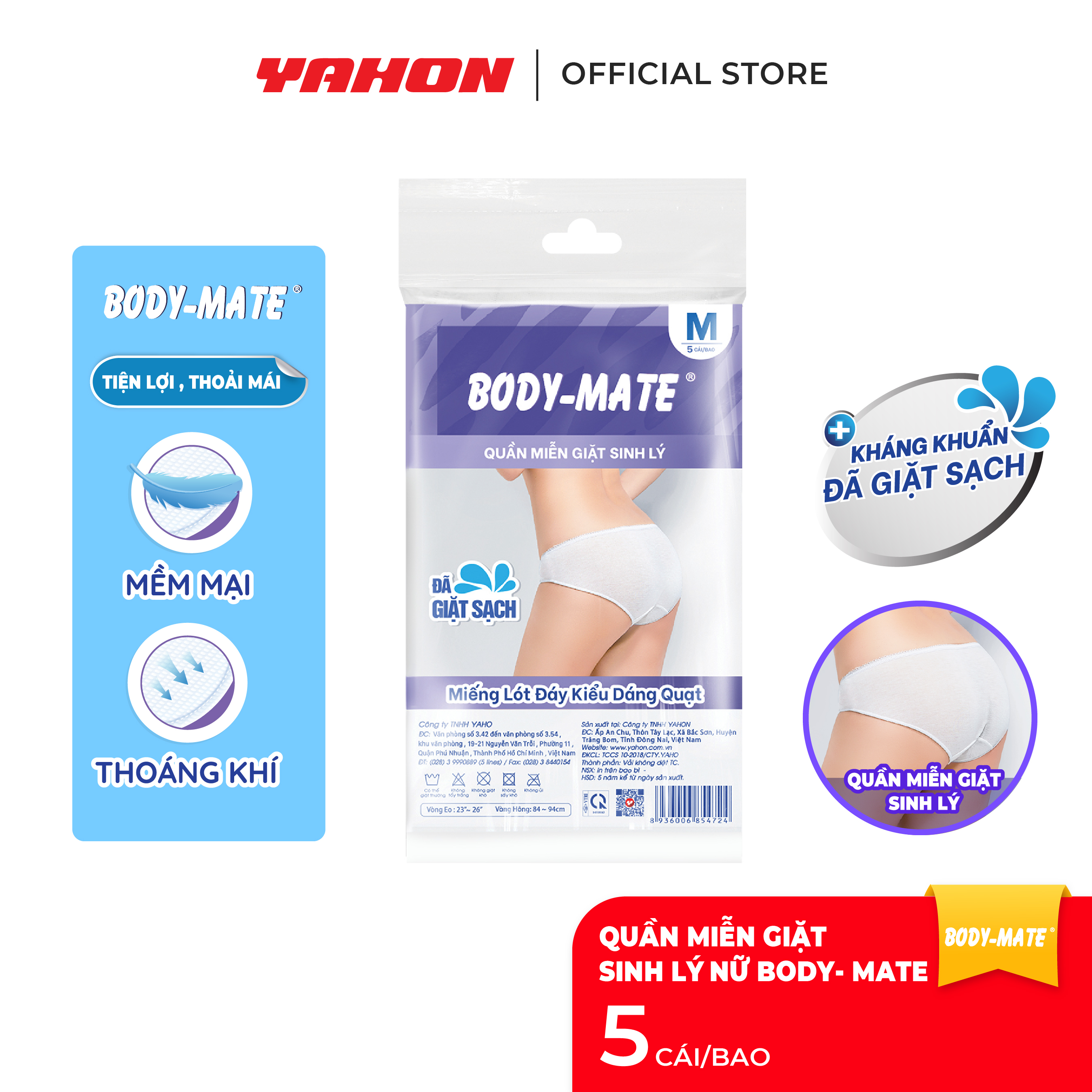 [Tặng 2 Khăn Ướt Cồn/Bao] Combo Quần Lót NGUYỆT SAN BODY-MATE | Đã Giặt Sạch, Tiện Lợi, Thoải Mái | Quần Lót SINH LÝ
