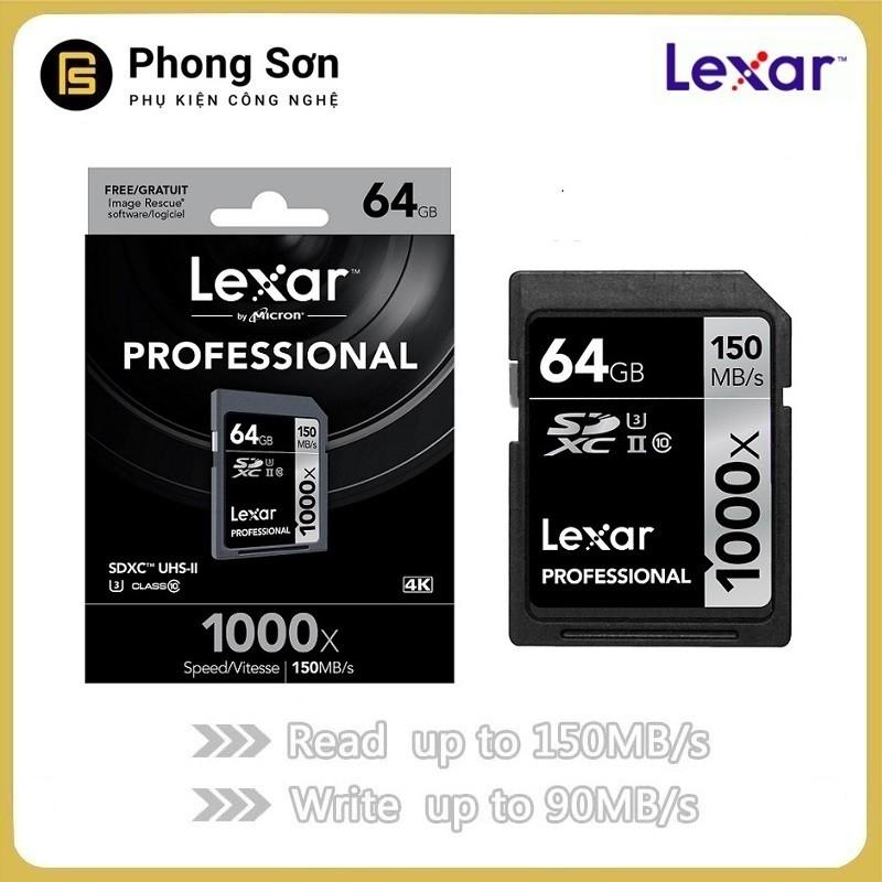 Thẻ nhớ Lexar SDXC 64GB Pro 1000X 150mb/s, UHS II U3 Dành cho máy ảnh - Hàng Chính Hãng