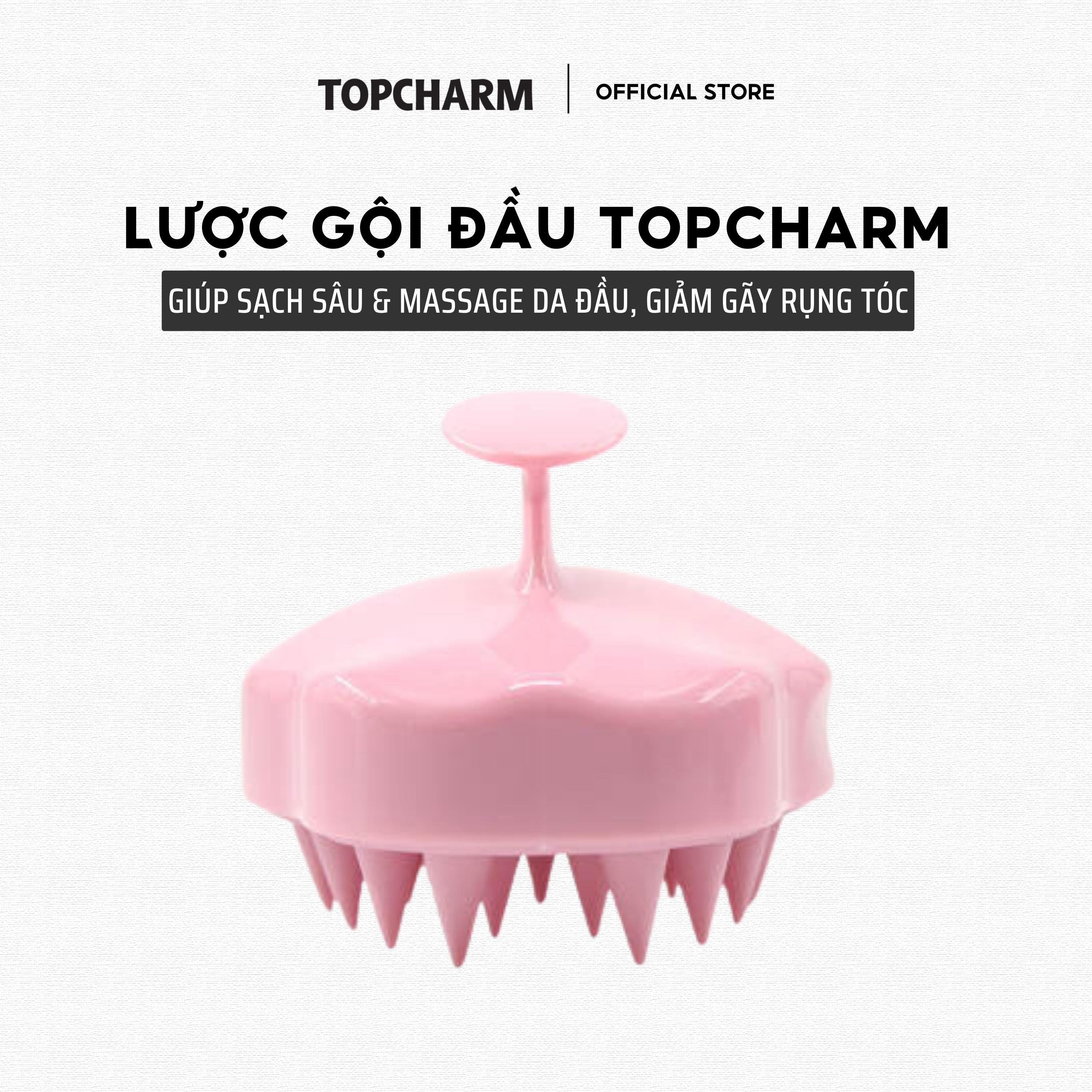 Lược gội đầu silicon TOPCHARM - Massage da đầu, làm sạch sâu, giúp tăng tuần hoàn máu, giảm gãy rụng và kích thích mọc tóc