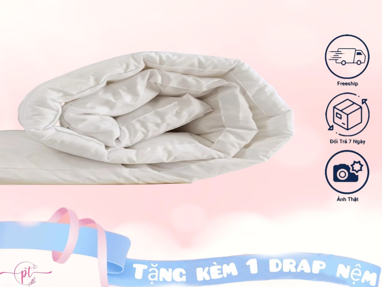 Nệm Topper, Tấm Topper Làm Mềm Nệm Tiêu Chuẩn Khách Sạn Cao Cấp 5 Sao Dày 10cm Tặng Kèm Drap Nệm