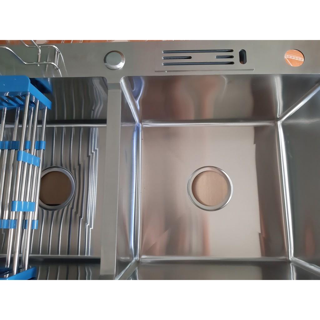 CHẬU RỬA CHÉN INOX 304, 82cm*45cm*23cm,CÓ VẮT DAO,ÚP THỚT CHUẨN INOX 304