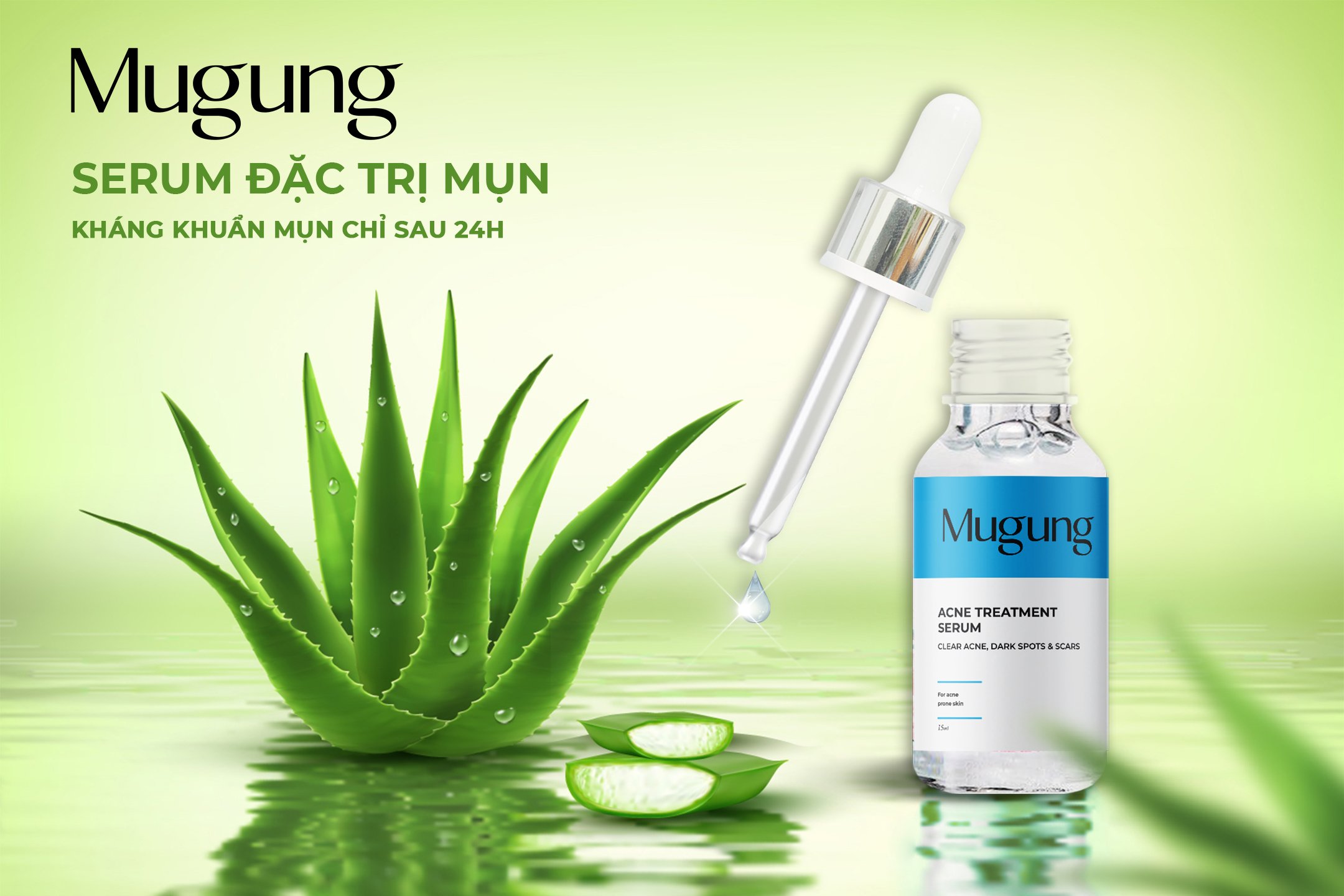 Serum Mugung Acne Treatment sạch mụn,giảm mụn bọc kích thích mụn đầu đen,mụn ẩn, mụn sưng, mụn mủ, mụn li ti mẫn đỏ, thâm mẫu mới