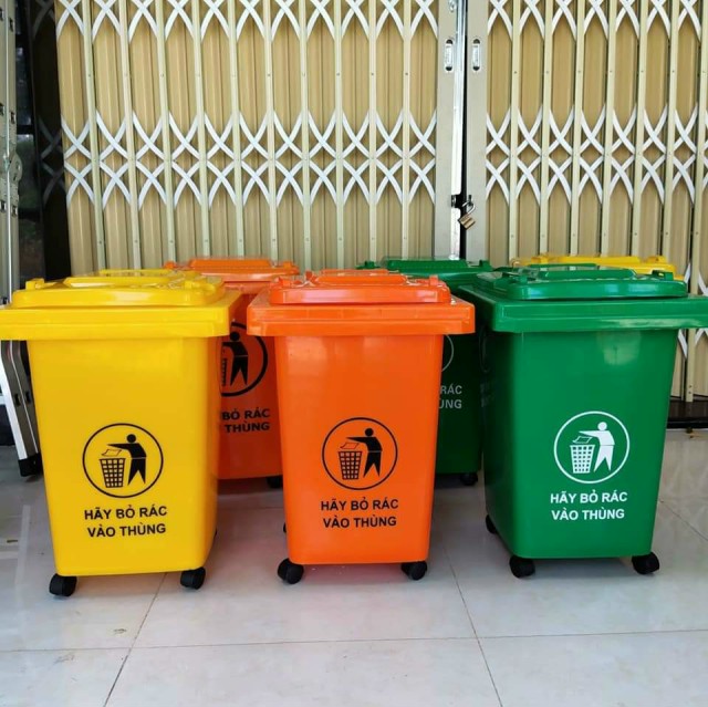 Thùng rác 60lit nhựa HDPE, thùng đựng rác hộ gia đình, thùng rác công cộng