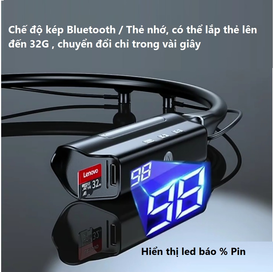 Tai Nghe Bluetooth 5.2 F8 Thể Thao Quàng Cổ Pin Cực Khủng 6000mAh  Sử Dụng  Lên Đến 1000 Giờ , Có Thể Sạc Điện Thoại ,Có Khe Lắp Thẻ Nhớ .