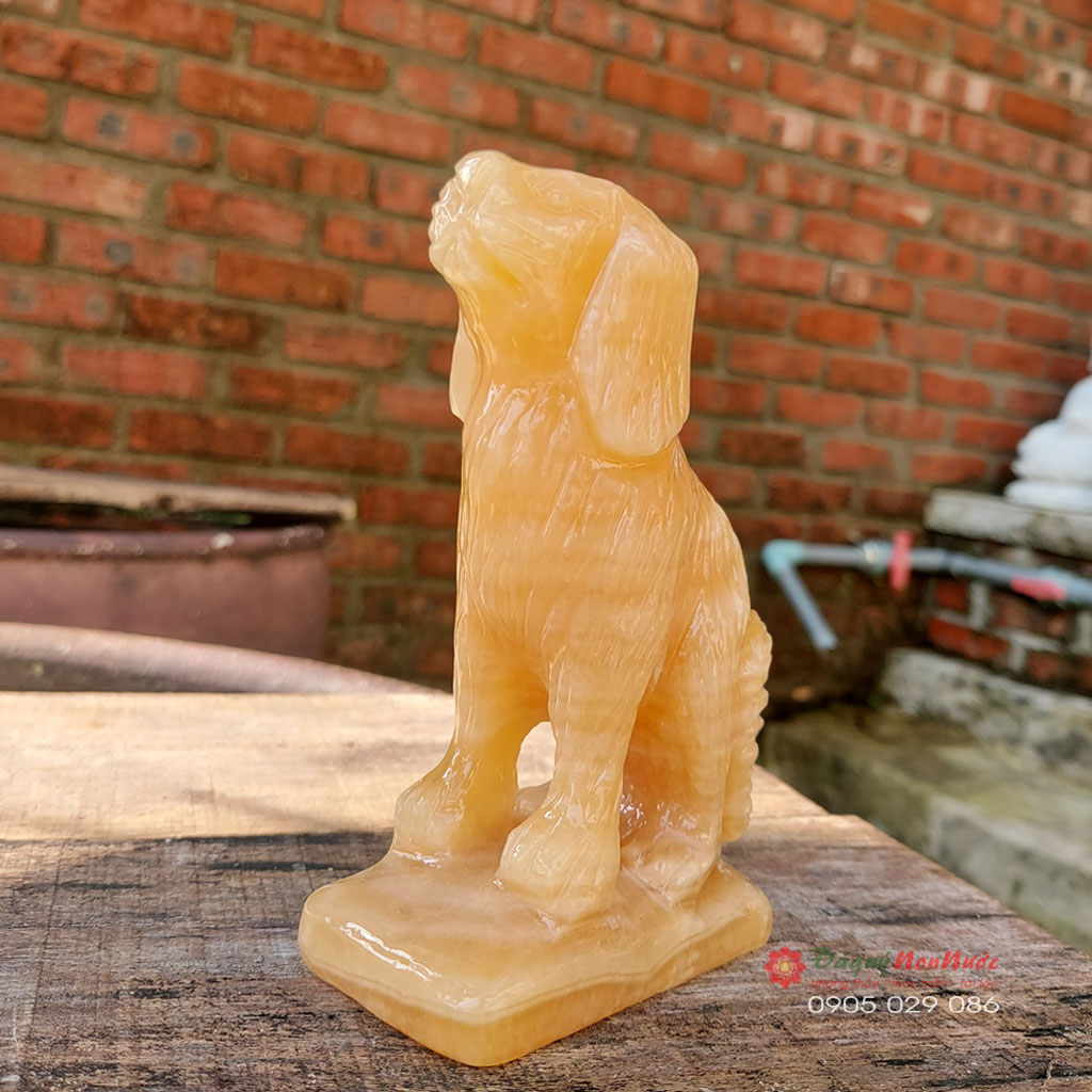 Tượng chó 12 con giáp phong thủy đá ngọc hoàng long 12cm - đá Non Nước