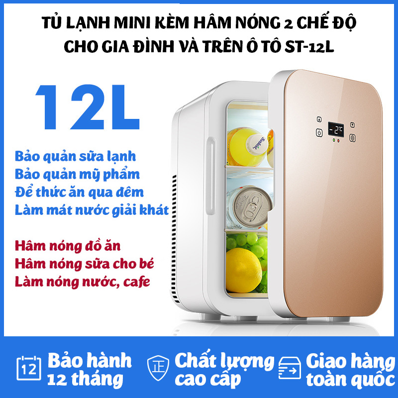 (Bh 1 năm) Tủ lạnh mini 12 lít SAST ST12L 2 chế độ làm lạnh hâm nóng cho gia đình và trên ô tô hiển thị nhiệt độ