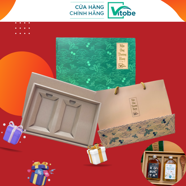 Hộp Carton Giấy Cứng Đựng Hai Chai Mật Ong 360g