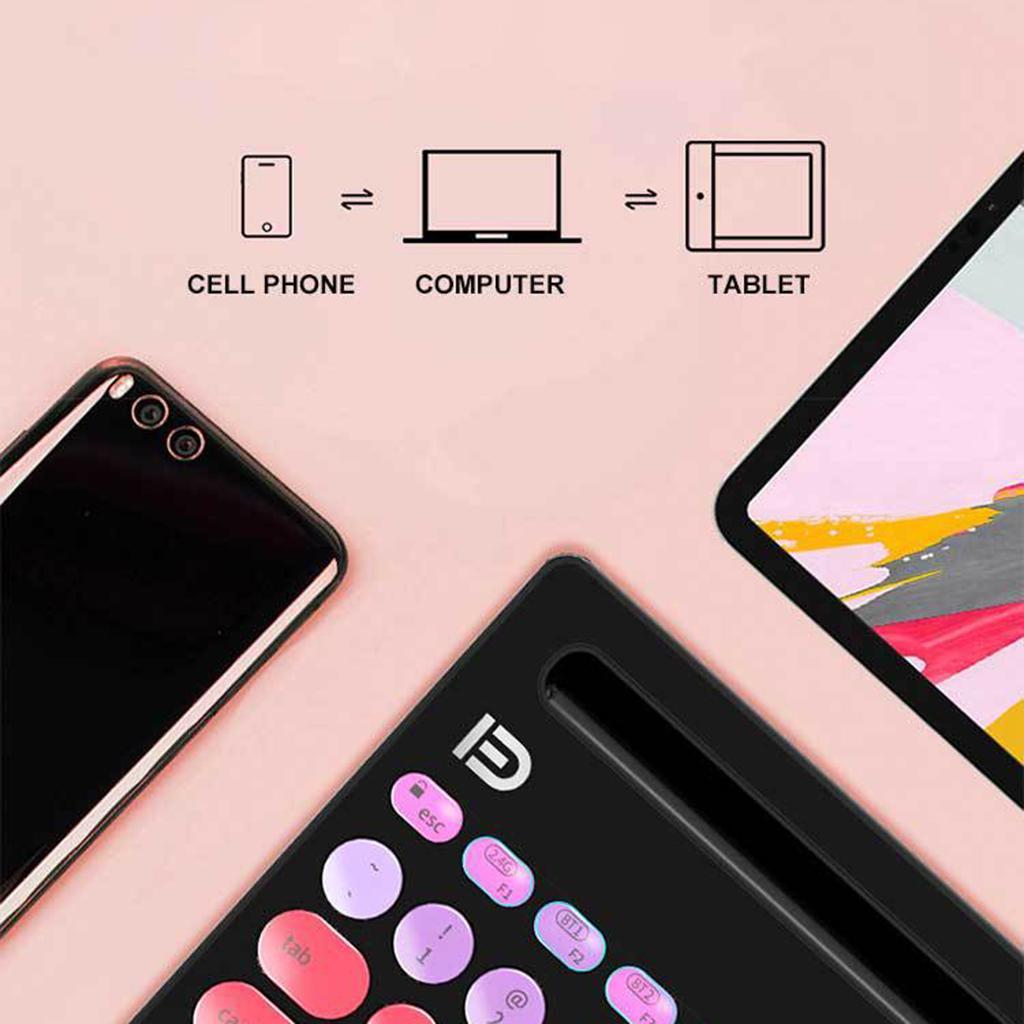 Ik3381D -thin 2.4G Wireless Bluetooth Keyboard w/Card Slots Pink
