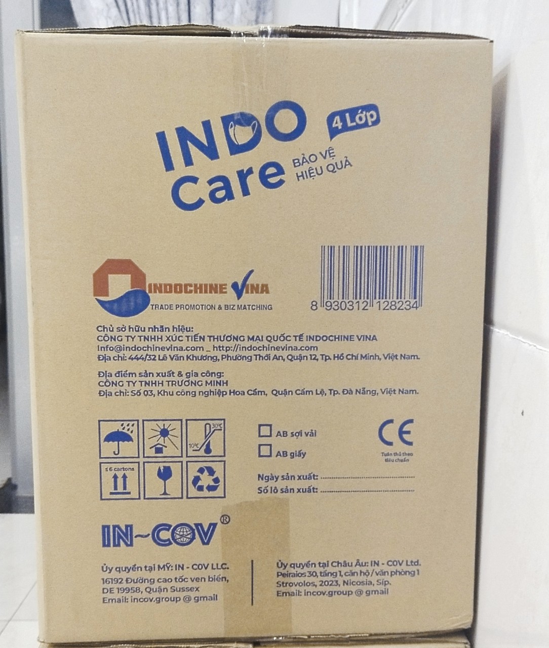 [InDoCare] Thùng 50 hộp Khẩu Trang Y Tế 4 Lớp Kháng khuẩn 99% INDO CARE. Tiêu Chuẩn Châu Âu BS EN 14683-2019. Chống tia UV ngăn ngừa mụn khói bụi hiệu quả