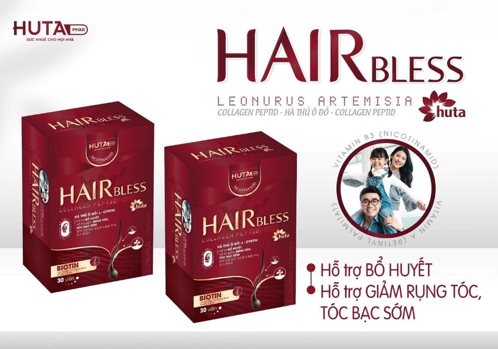 Viên uống dưỡng tóc HAIRBLESS - Hỗ trợ giảm rụng tóc, tóc bạc sớm