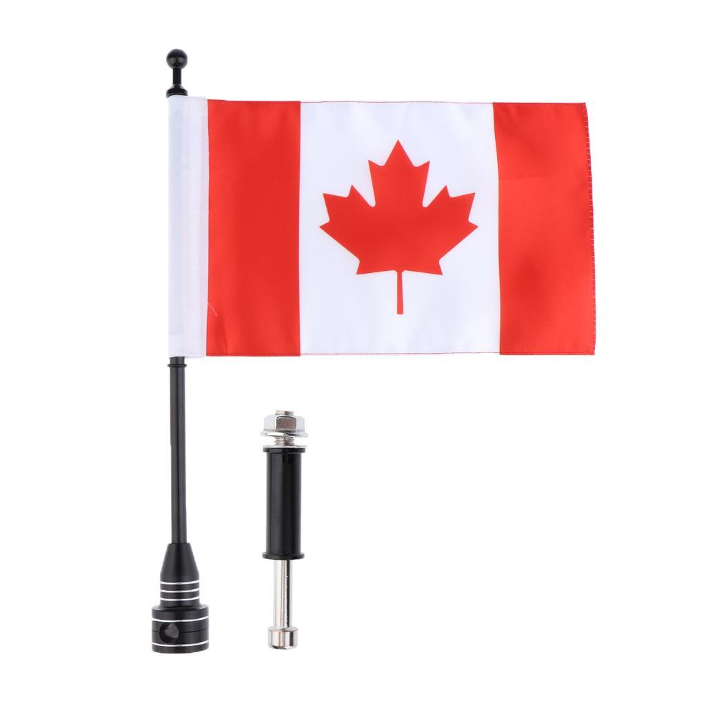 2xMotorcycle Canada Flag Pole Mount Custom Rack Luggage Flag for