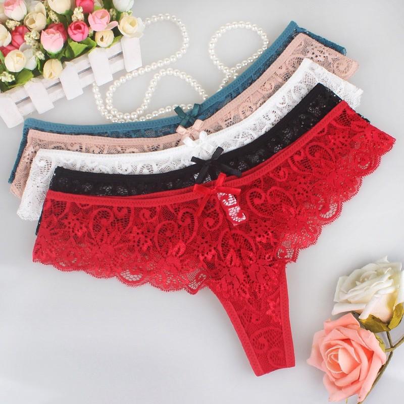 Quần lót lọt khe ren nơ quyến rũ
