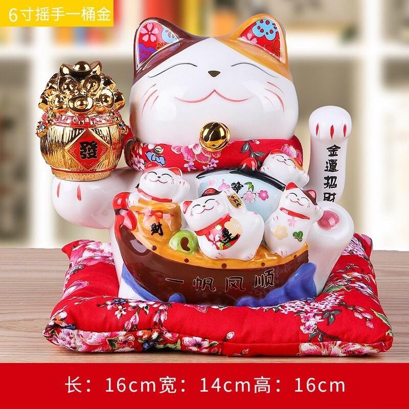 Mèo thần tài, mèo may mắn neko maneki 16cm 6inch