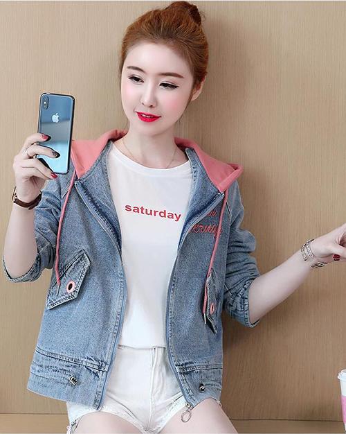 Áo Khoác Jean Nữ Nón Trùm Thời trang