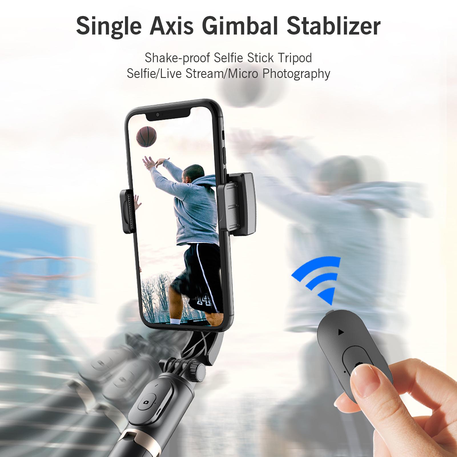 Extendable Wireless BT Selfie Stick Handheld Gimbal Stabilizer Tripod with Detachable Remote Control for Selfie Full