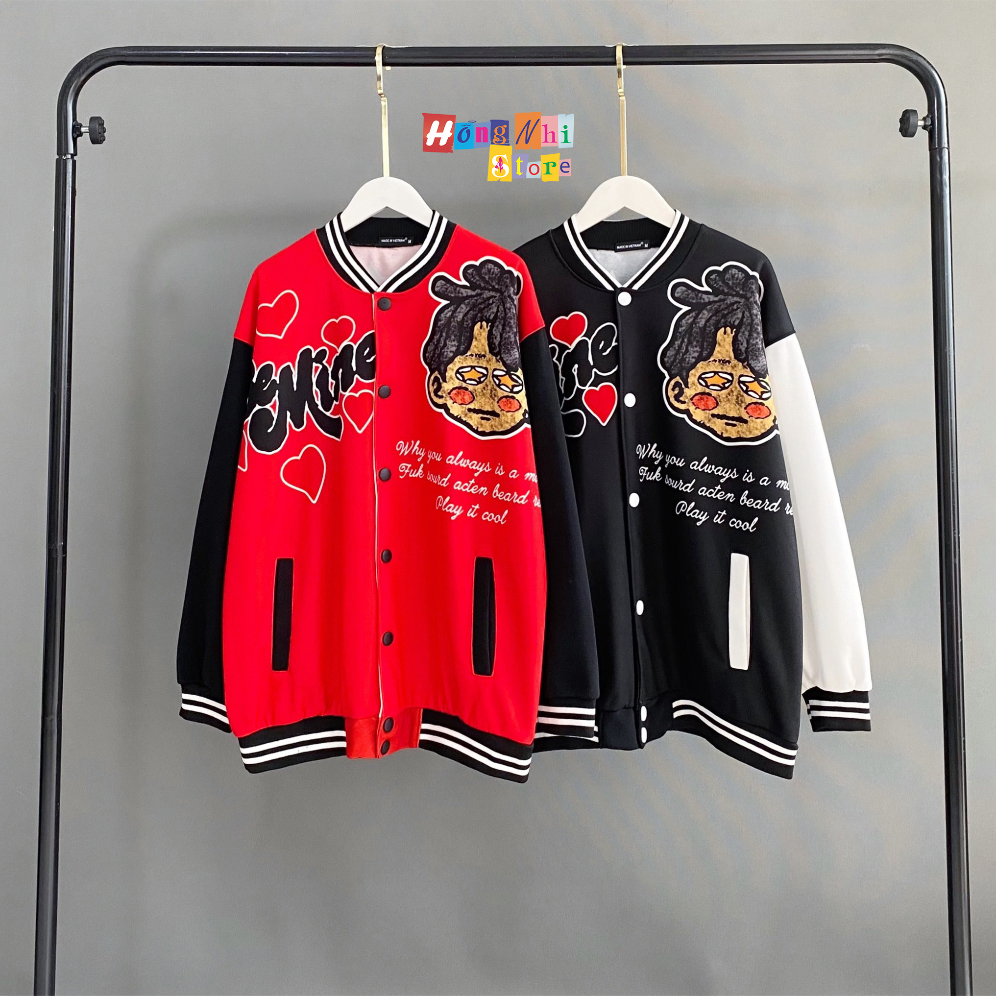 Áo Khoác Bomber Bemine Mood Ulzzang Unisex Dáng Rộng Nam Nữ - MM