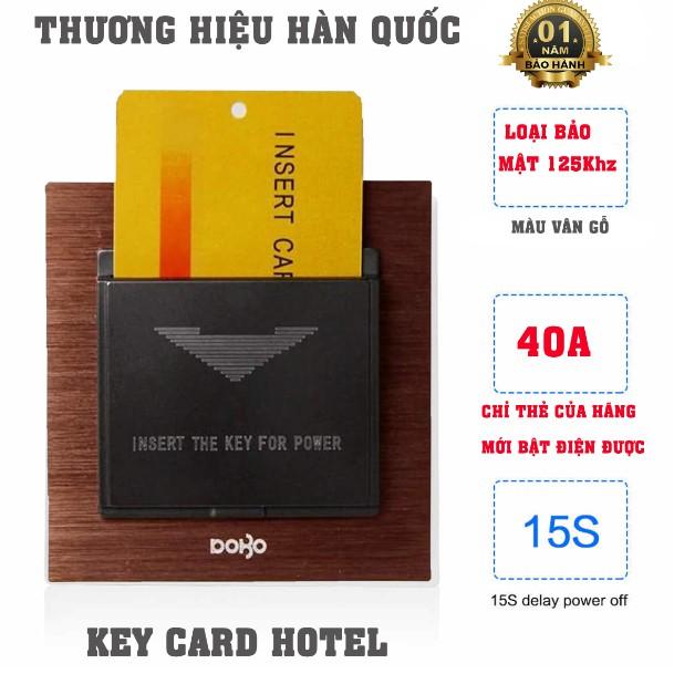 Bộ công tắc thẻ từ khách sạn tiết kiệm điện 40A Hàng tốt - đế vuông