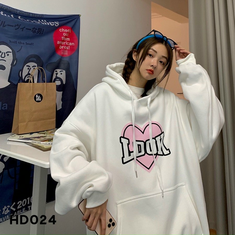 Áo hoodie in họa tiết chữ form rộng phong cách Nhật Bản trẻ trung cho nam và nữ, ÁO ĐÔI LOOK rái tim dày dặn nón 2 lớp IN HÌNH CÁ TÍNH PHÙ HỢP ĐI CHƠI, ĐI HỌC