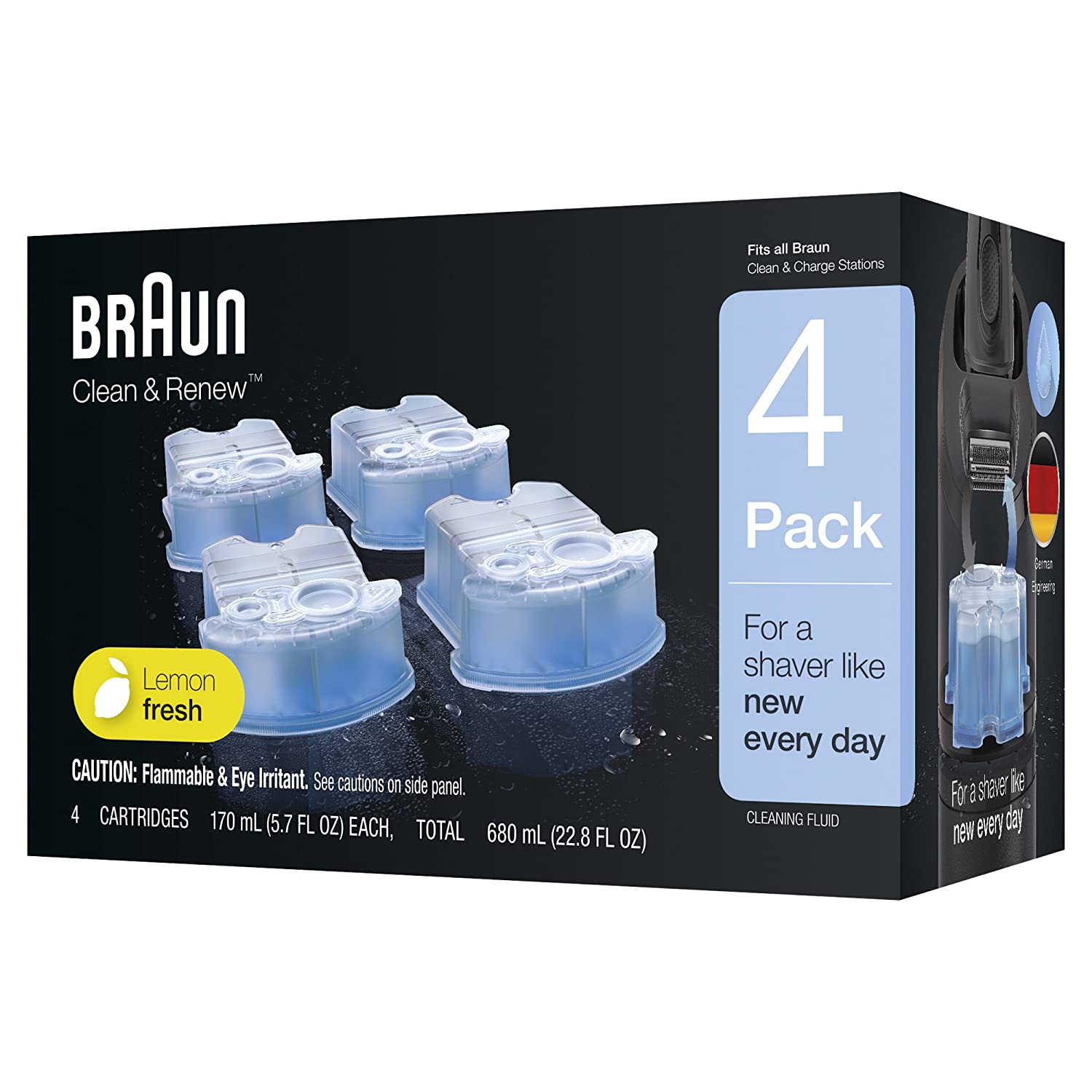 Hộp nước rửa cho máy cạo râu Braun(170ml) | Braun Clean &amp; Renew Cartridges