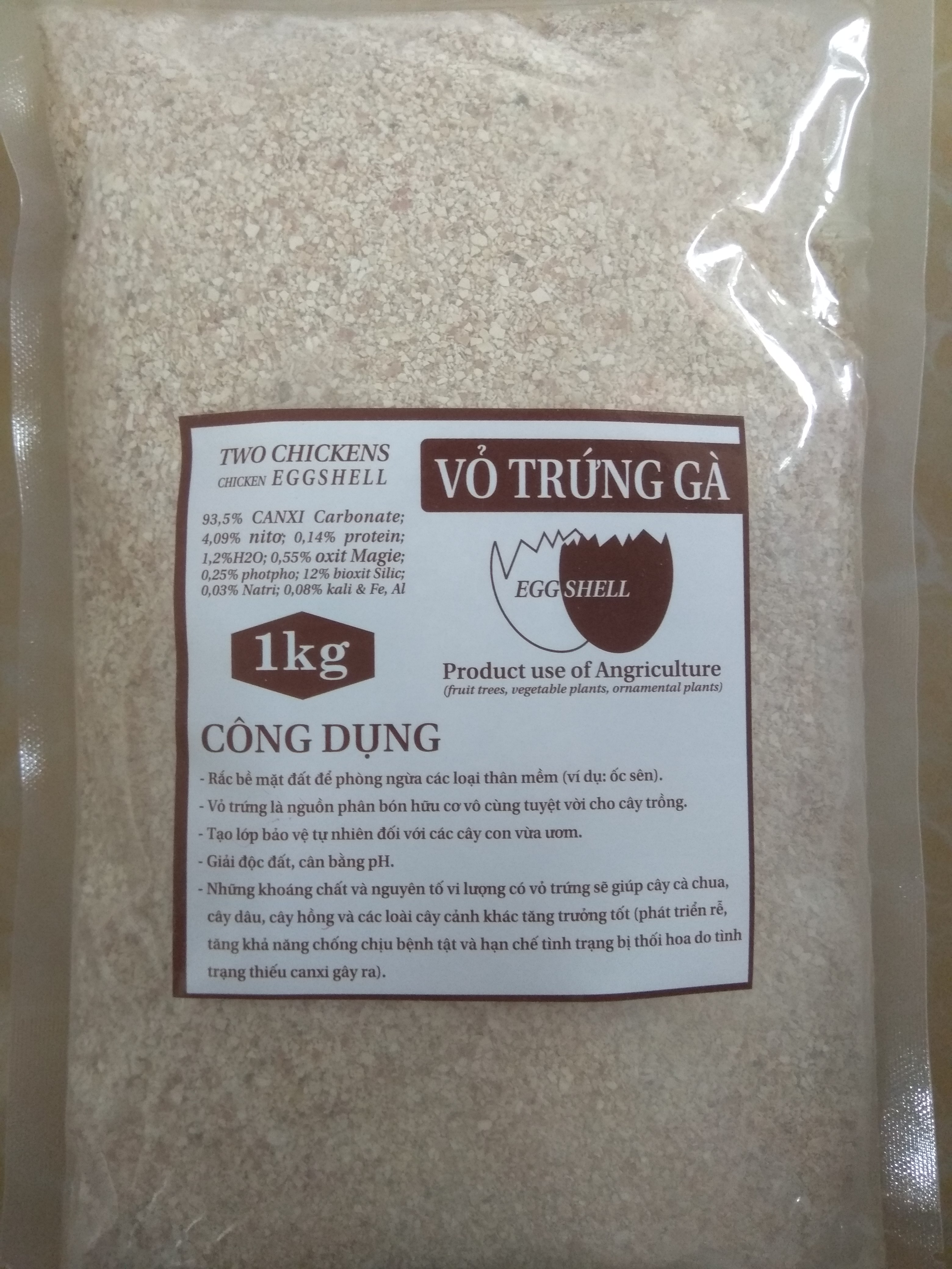 Vỏ trứng gà bổ sung canxi và khoáng chất cho cây - gói 1 kg