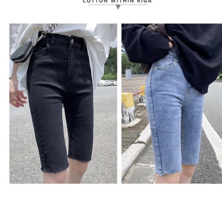Quần Jeans Ngố BIG SIZE- LƯNG CAO - PHOM EO CAO TRÊN RỐN - Quần Jeans Lửng CO GIÃN