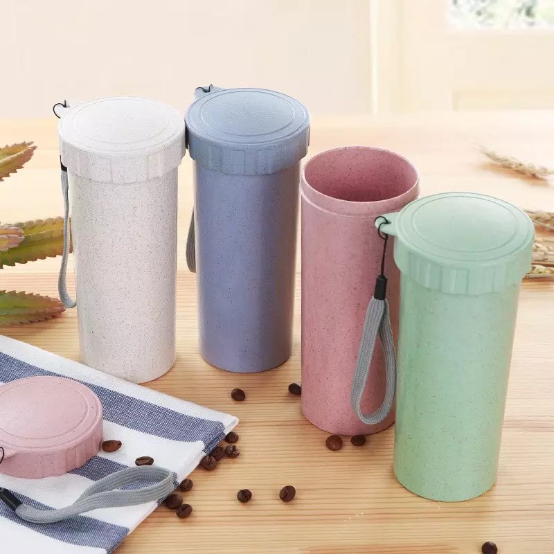 Ly lúa mạch có nắp kèm dây treo 500ml HT680 - Giao Ngẫu Nhiên